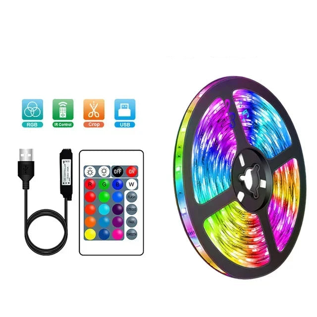 RGB LED-strips med USB-anslutning - färgändringsljus för atmosfär och TV-bakgrundsbelysning Carvallo