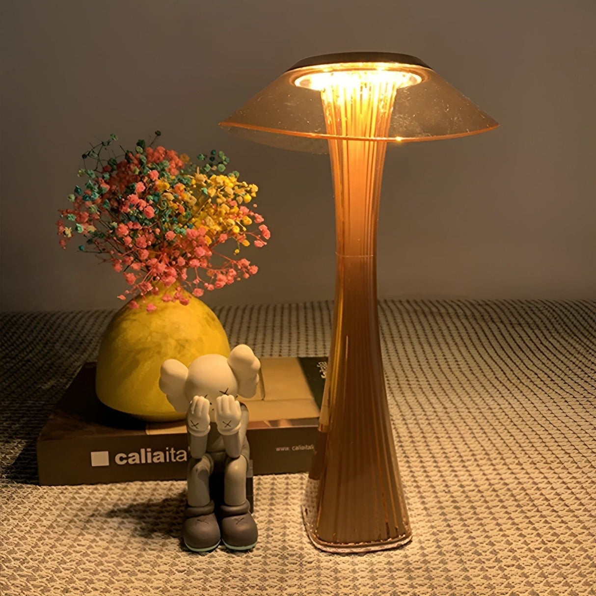 Gior Bordslampa - Uppladdningsbar Italiensk Kristall Nattduksbordslampa med Smart Touch Carvallo