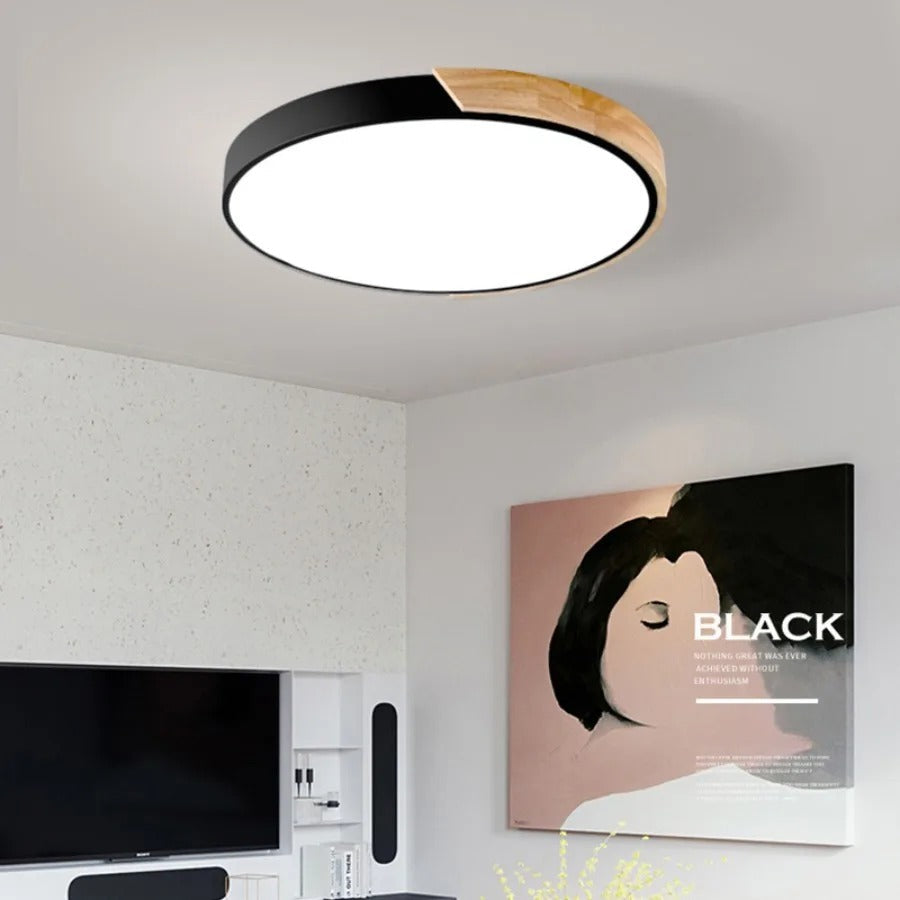 CircaLume Trä Taklampa – Rund Nordisk LED Plafond i Massivt Trä Hemnix