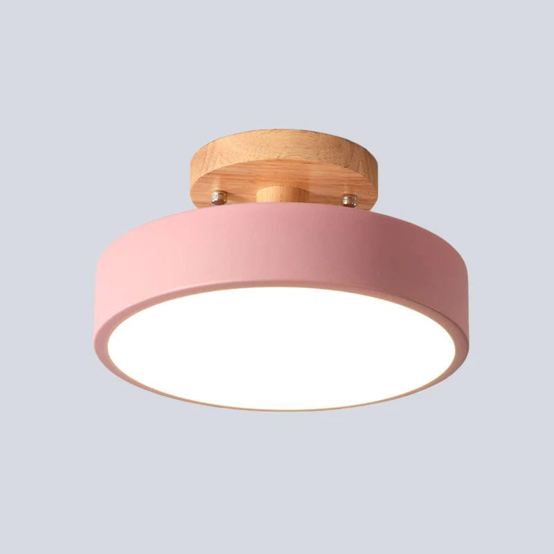 Färgglad Semi-flush LED Taklampa | 7.08×3.93 in | Modern Målad Trä & Hardware Armatur | Brick by Brick Carvallo