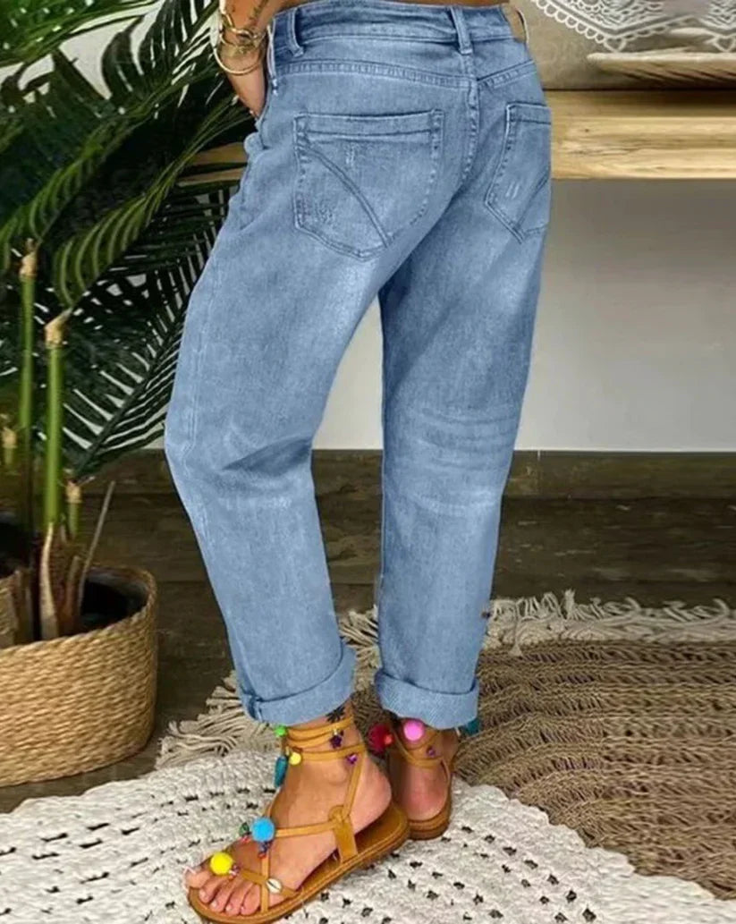 Dam Baggy Jeans Lösa i 100% Bomull Hemnix