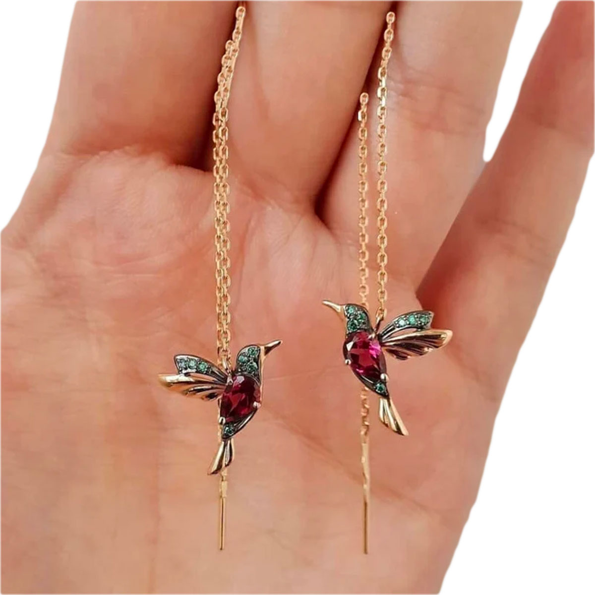 Kolibri dropp örhängen-Jewelry for women-Hemnix-Röd-Hemnix