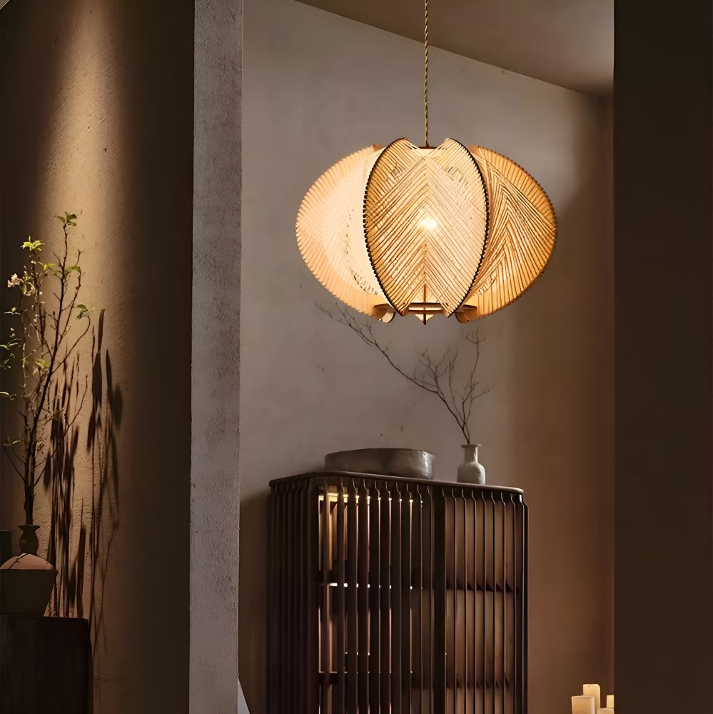 Hikari Pendellampa – Handknuten Hampa & Trälampa i Wabi Sabi Design Hemnix