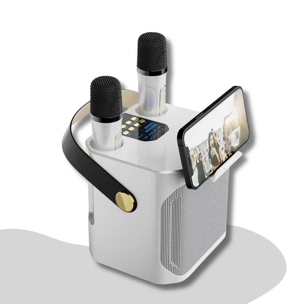 Carvallo – Bärbar karaokehögtalare med omslutande ljud och trådlösa mikrofoner Carvallo