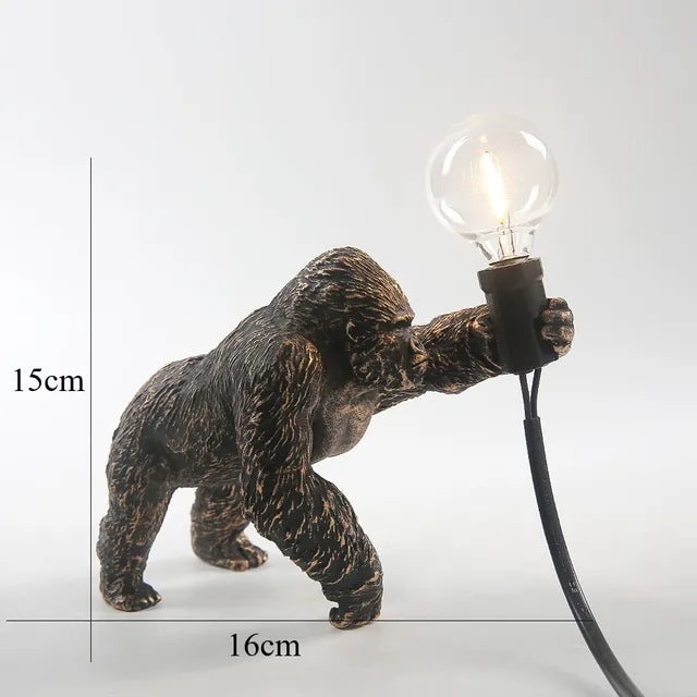 GorillaLux - Unik Gorilla Bordslampa | Modern Djurarmatur med Varm LED Belysning Carvallo