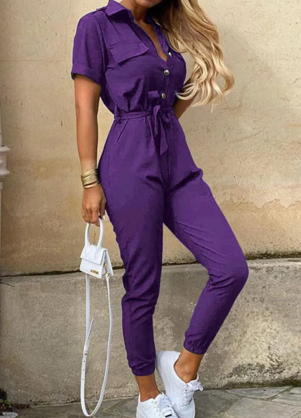 Kvinna Jumpsuit Elegant Högkvalitativt Material-Kvinnors byxdresser-Hemnix-Lila-S-Hemnix