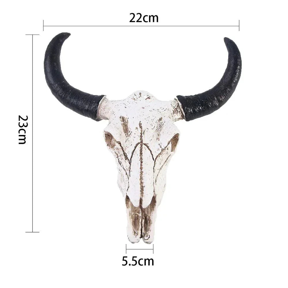 Longhorn ko skull väggdekor – Elegant harts skulptur med realistiska horn Carvallo
