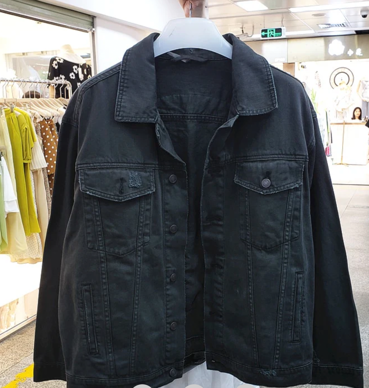 Dam Denimjacka Blommönster Bekväm Denim Hemnix