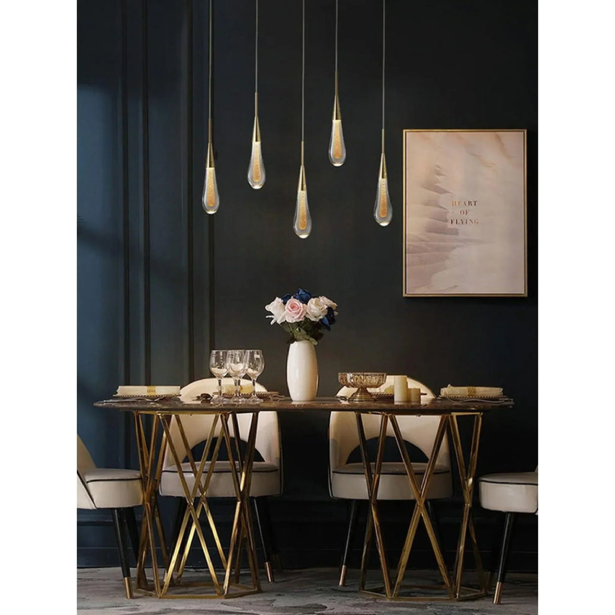 LumaDrop – Kristall Teardrop Taklampa med Elegant Skimmer Hemnix