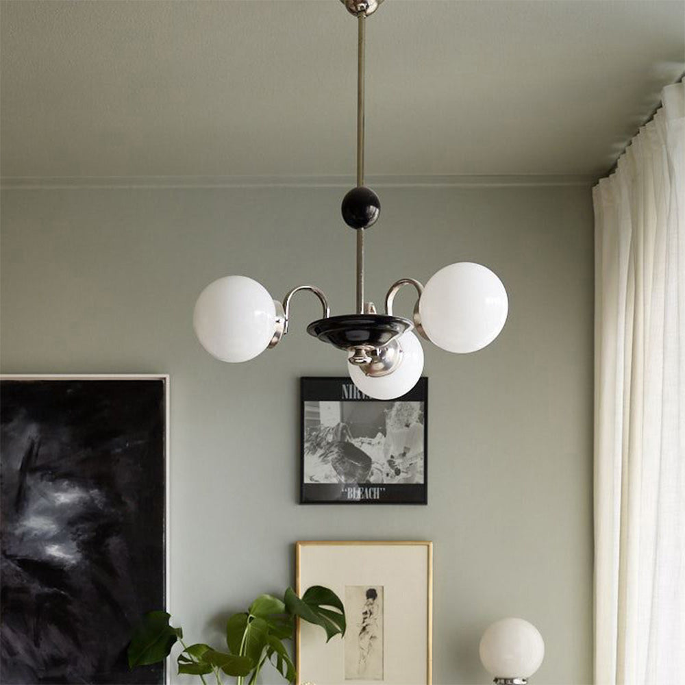 Modern Chrome Kandelaber | Nordisk Glas Taklampa | Nutida Pendellampa | 220V–240V | Brick by Brick Carvallo