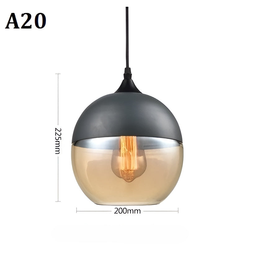 Geometrisk Glas-Pendellampa – Svart & Bärnsten | Stilren Belysning Carvallo