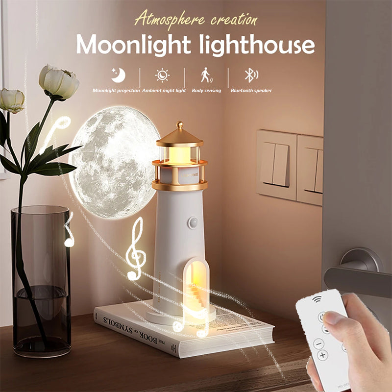 Lighthouse Moon Projektor Lampa – Bluetooth Musik Stjärnklart Nattljus Carvallo