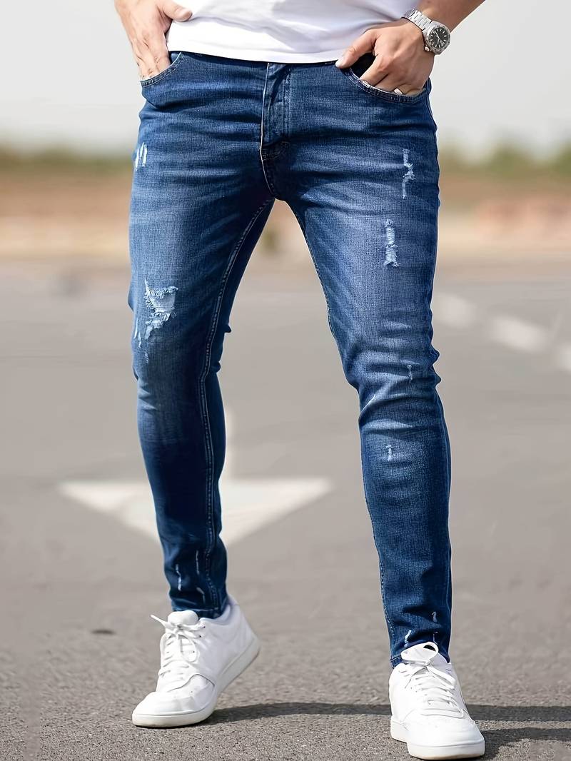 Herr Jeans Trasiga Stretch Modern Stil-Jeans-Bellasverige-Hemnix
