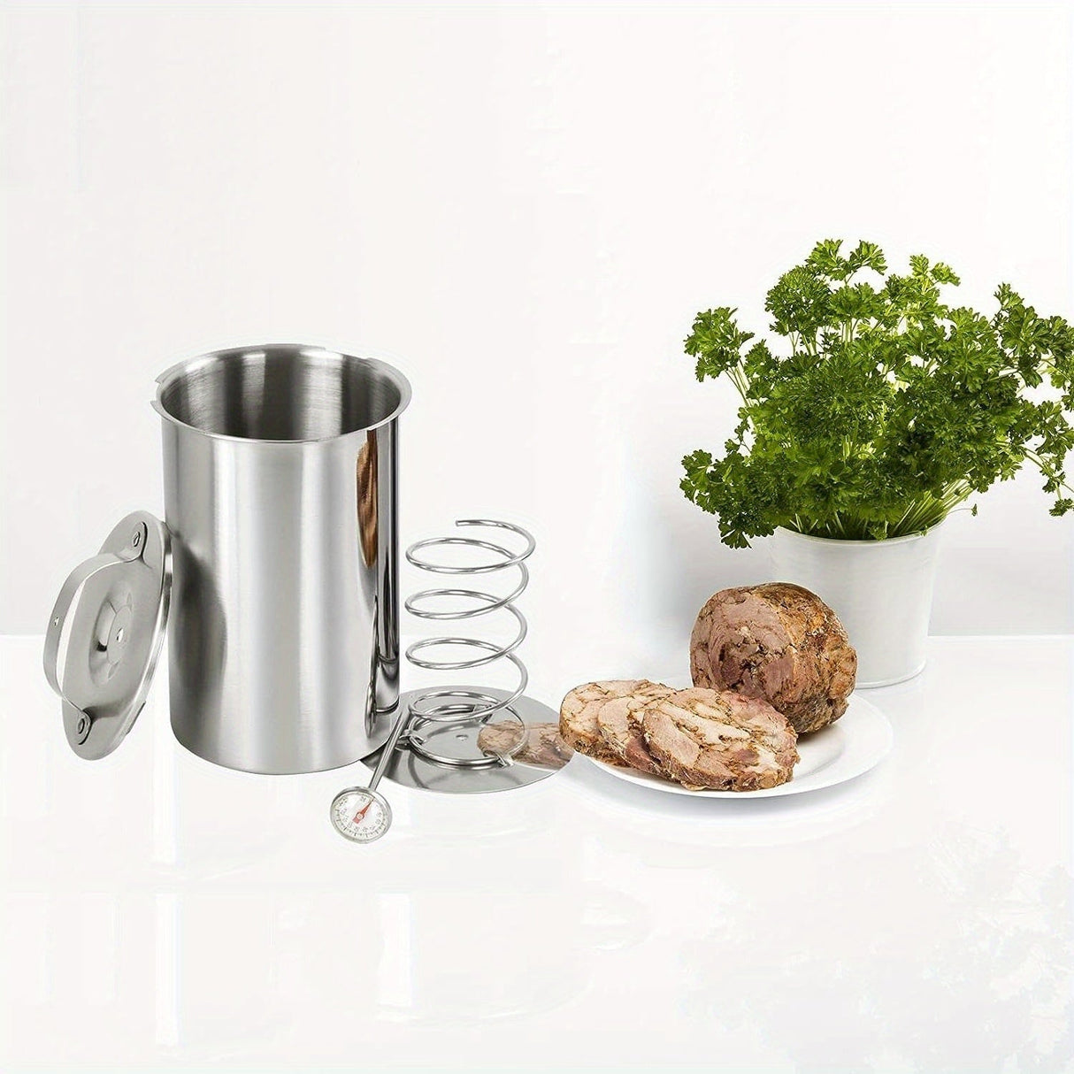 MeatMaster rostfritt stål köttpress – För kött i deli-kvalitet, Med integrerad termometer Carvallo