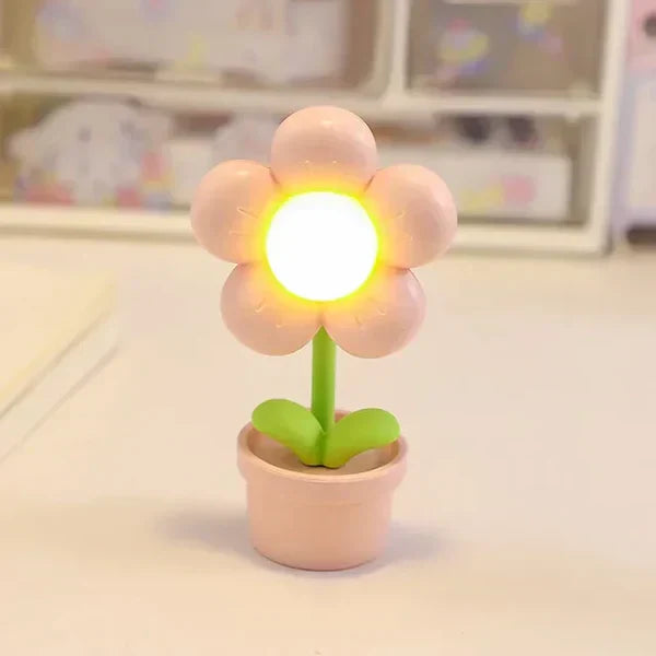Söt blomster-nattlampa för barn – LED bordslampa i blomsterdesign för barnrummet Carvallo