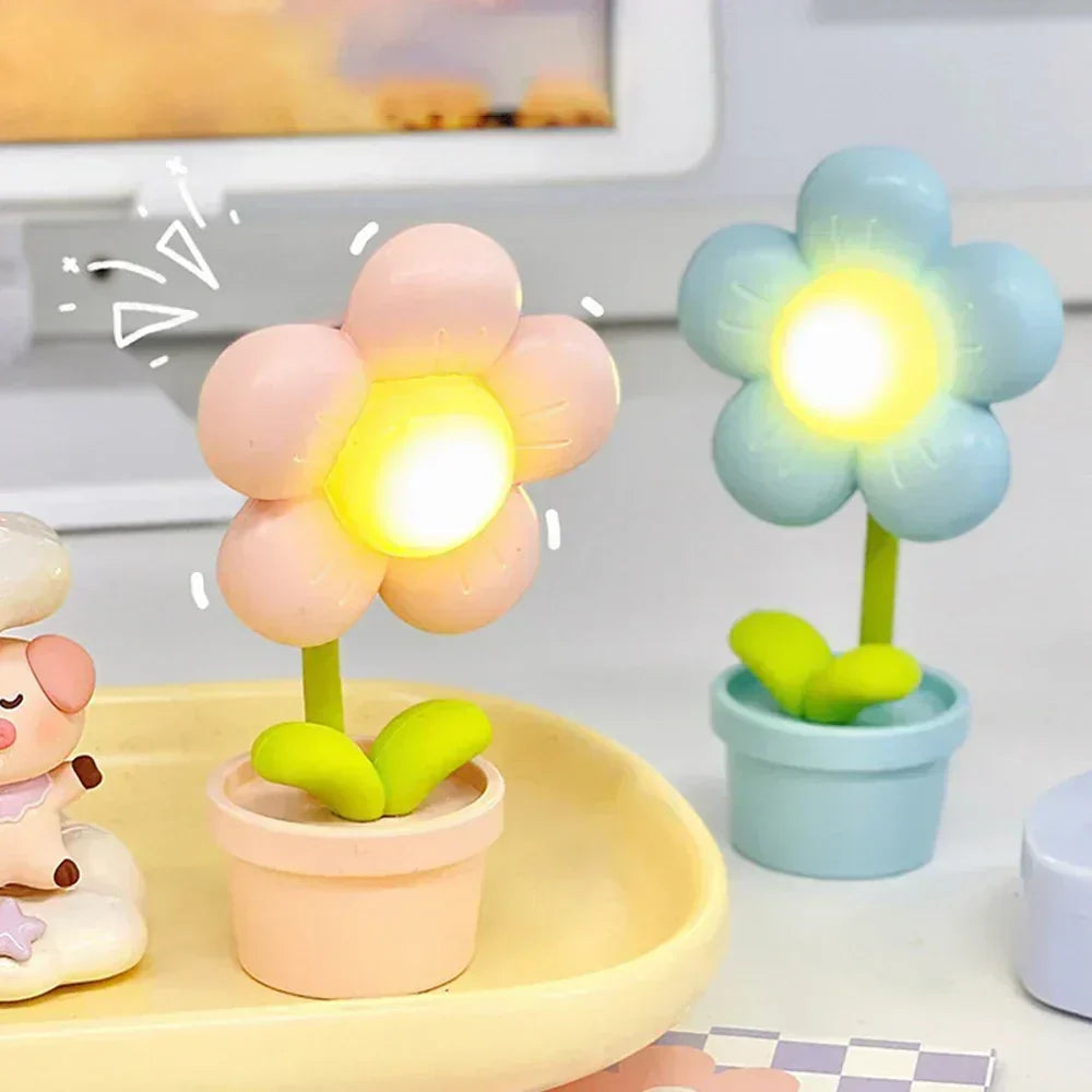Söt blomster-nattlampa för barn – LED bordslampa i blomsterdesign för barnrummet Carvallo