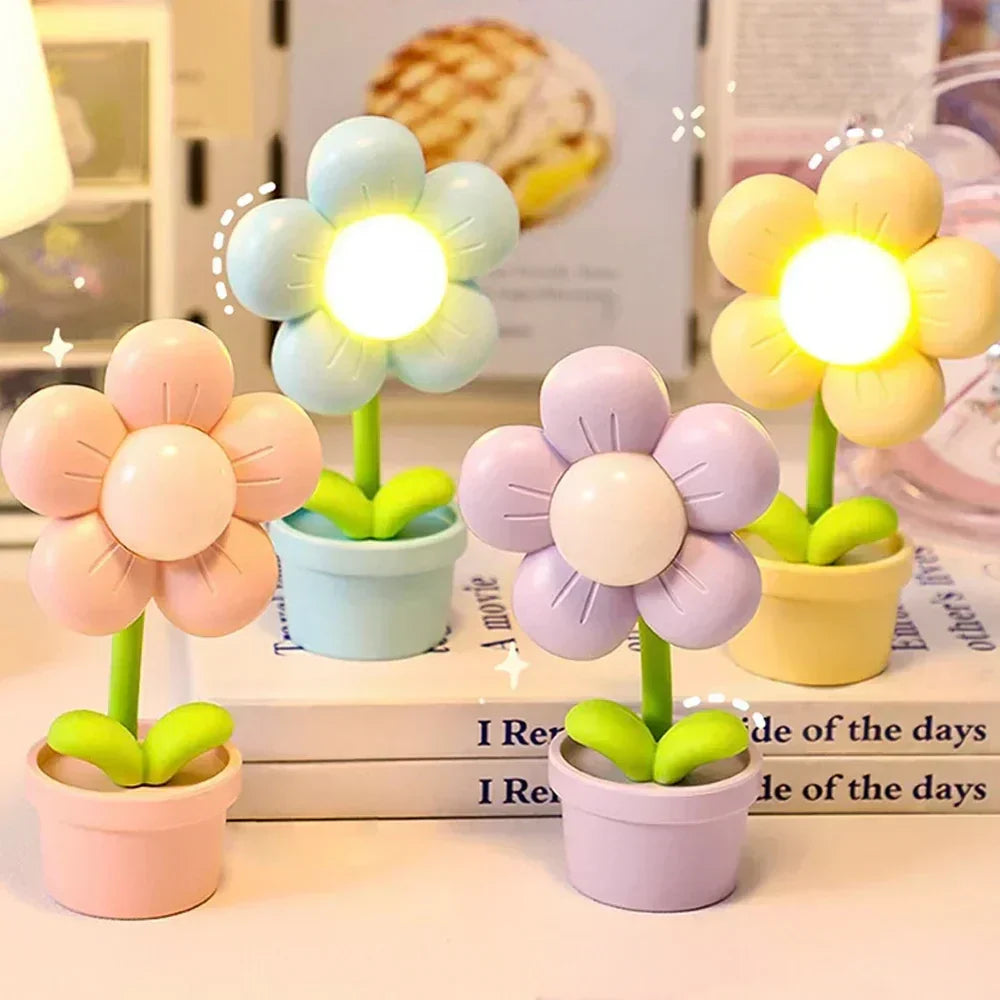 Söt blomster-nattlampa för barn – LED bordslampa i blomsterdesign för barnrummet Carvallo
