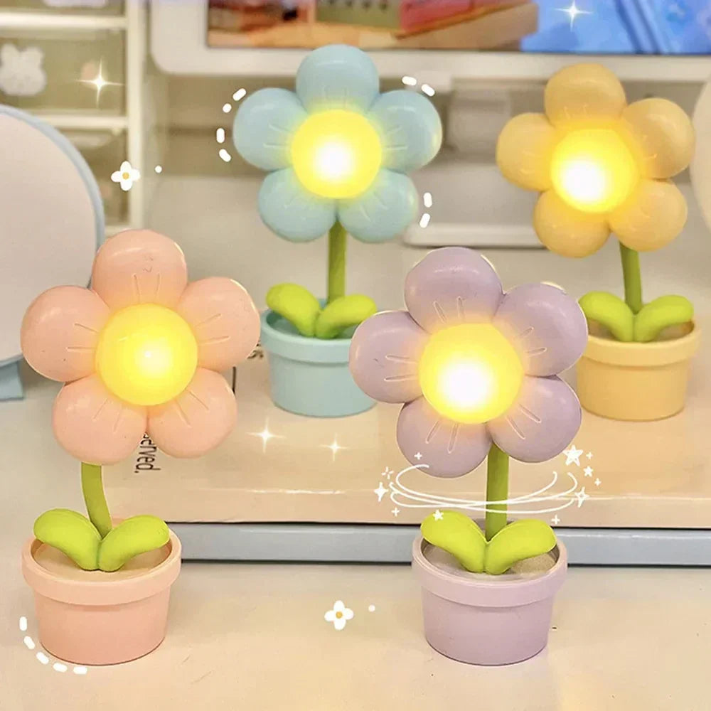 Söt blomster-nattlampa för barn – LED bordslampa i blomsterdesign för barnrummet Carvallo