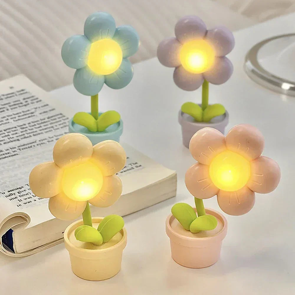 Söt blomster-nattlampa för barn – LED bordslampa i blomsterdesign för barnrummet Carvallo