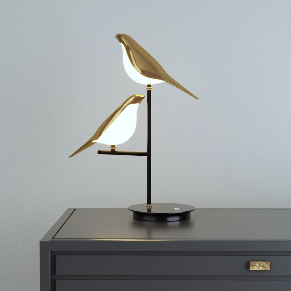 MisterBird LED-skrivbordslampa – Postmodern fågeldesign, Justerbar ljusstyrka, Energieffektiv belysning Carvallo