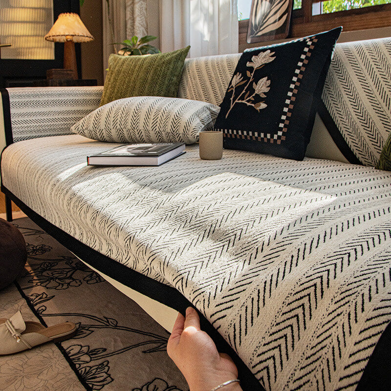 Modern Chenille Tyg Anti-Rip Halkfria Sofföverdrag Carvallo