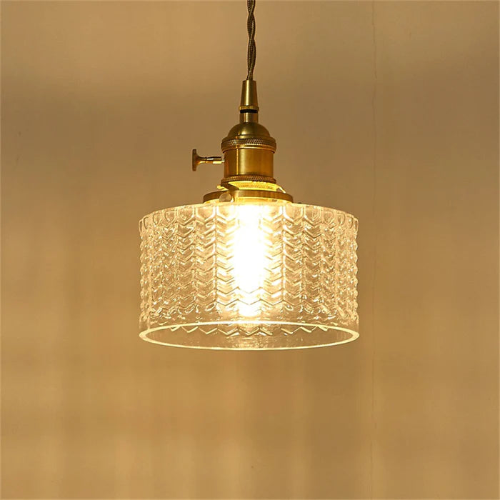 Cylinder Glass Pendant Light | Vintage Elegance | Justerbar Höjd 59" | Varm Glöd för Moderna Hem | Brick by Brick Carvallo