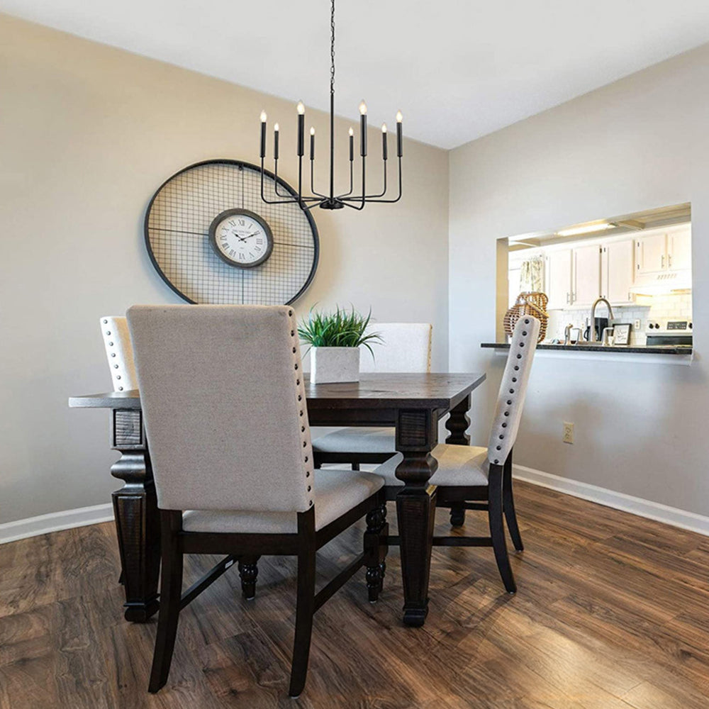 Modern industriell järnljuskrona | 6/8-lampa geometrisk taklampa i svart eller guld | Brick by Brick Carvallo