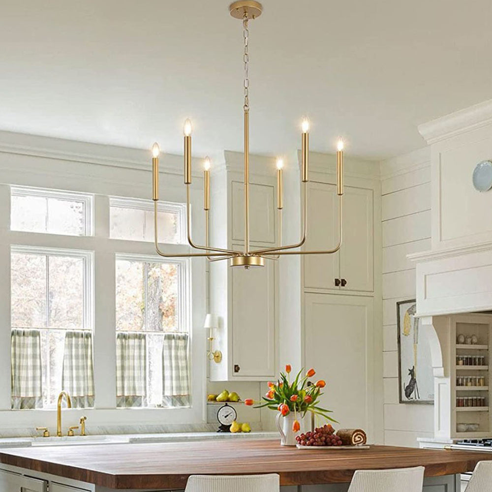 Modern industriell järnljuskrona | 6/8-lampa geometrisk taklampa i svart eller guld | Brick by Brick Carvallo