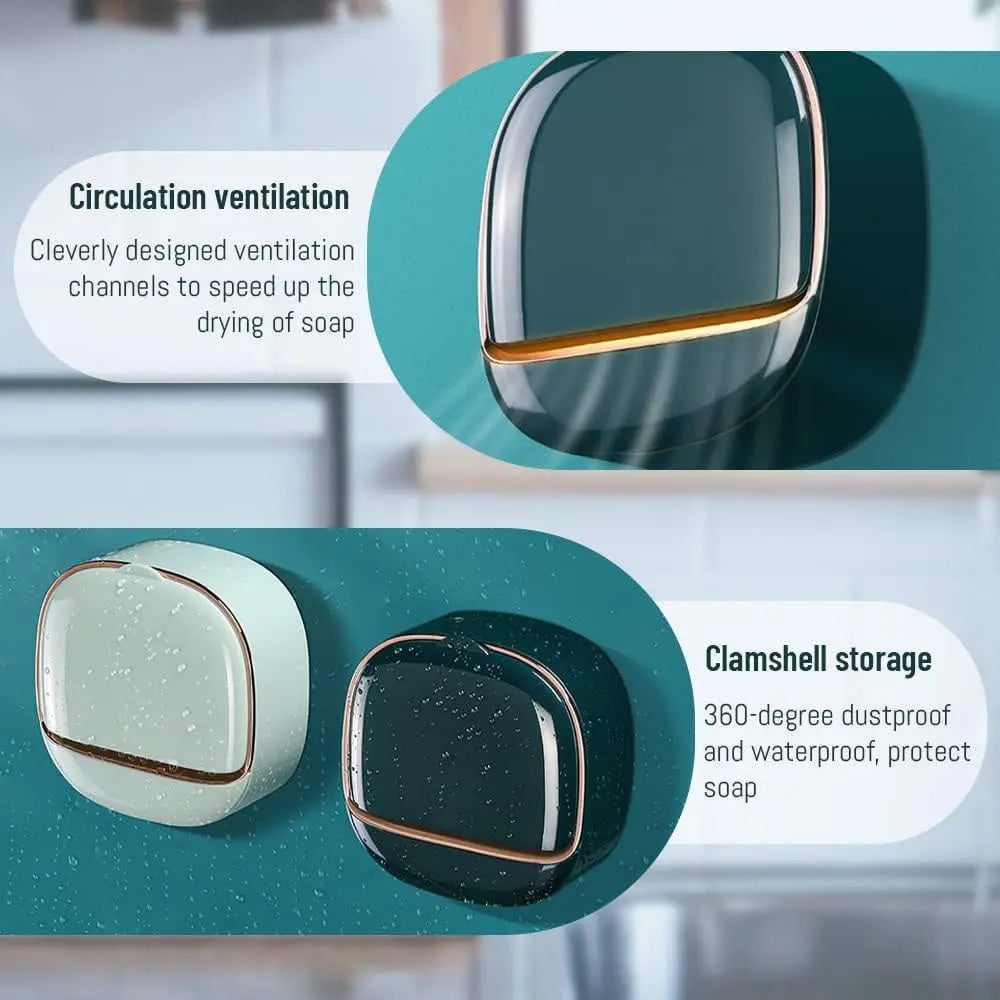 Elegant tvålkopp med lock och avrinningsbricka – Modern tvålhållare för badrum MILA Sverige