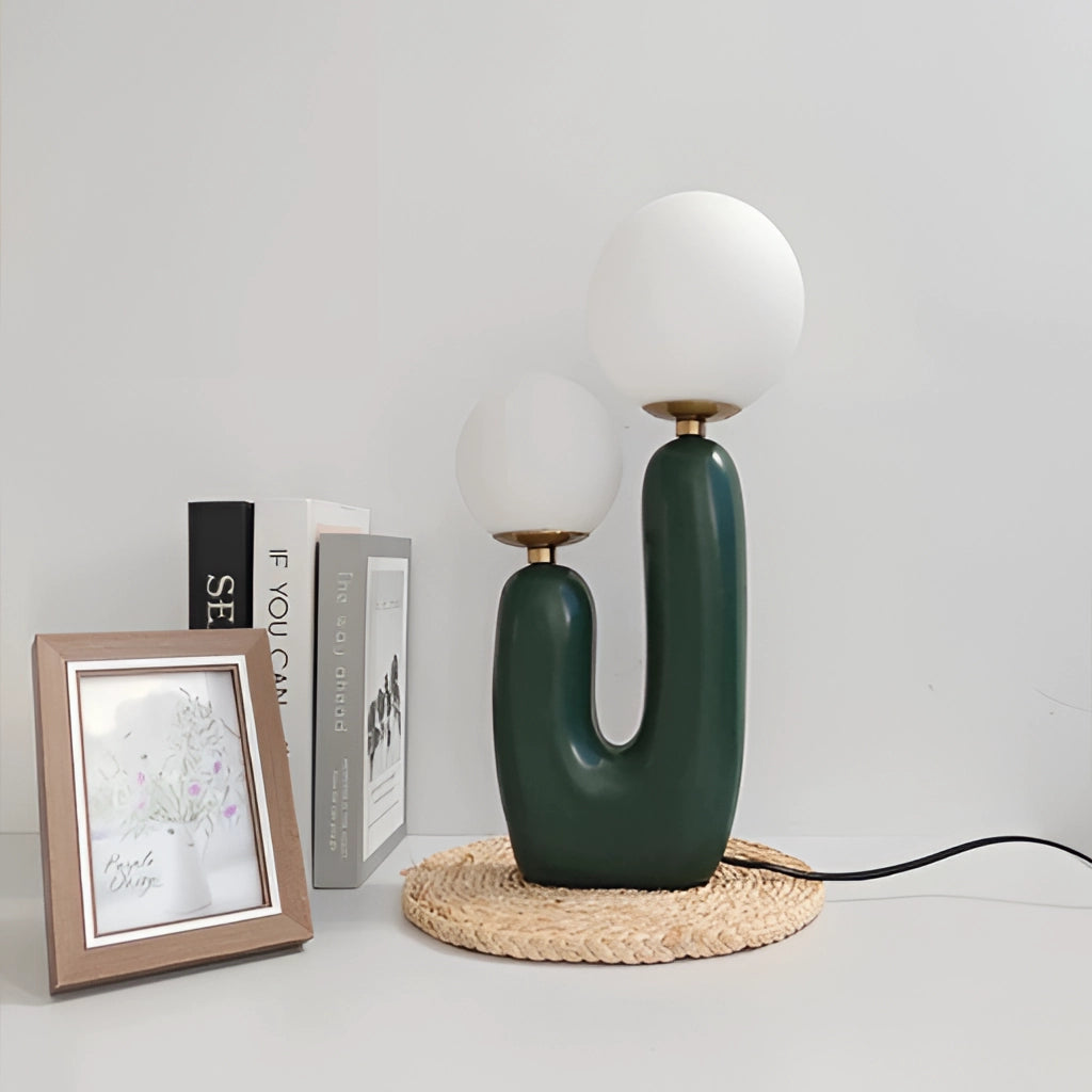 Modern Kaktus-design bordslampa – Touch-kontroll, mjölkgolvkulor, LED-belysning för vardagsrum eller sovrum Carvallo