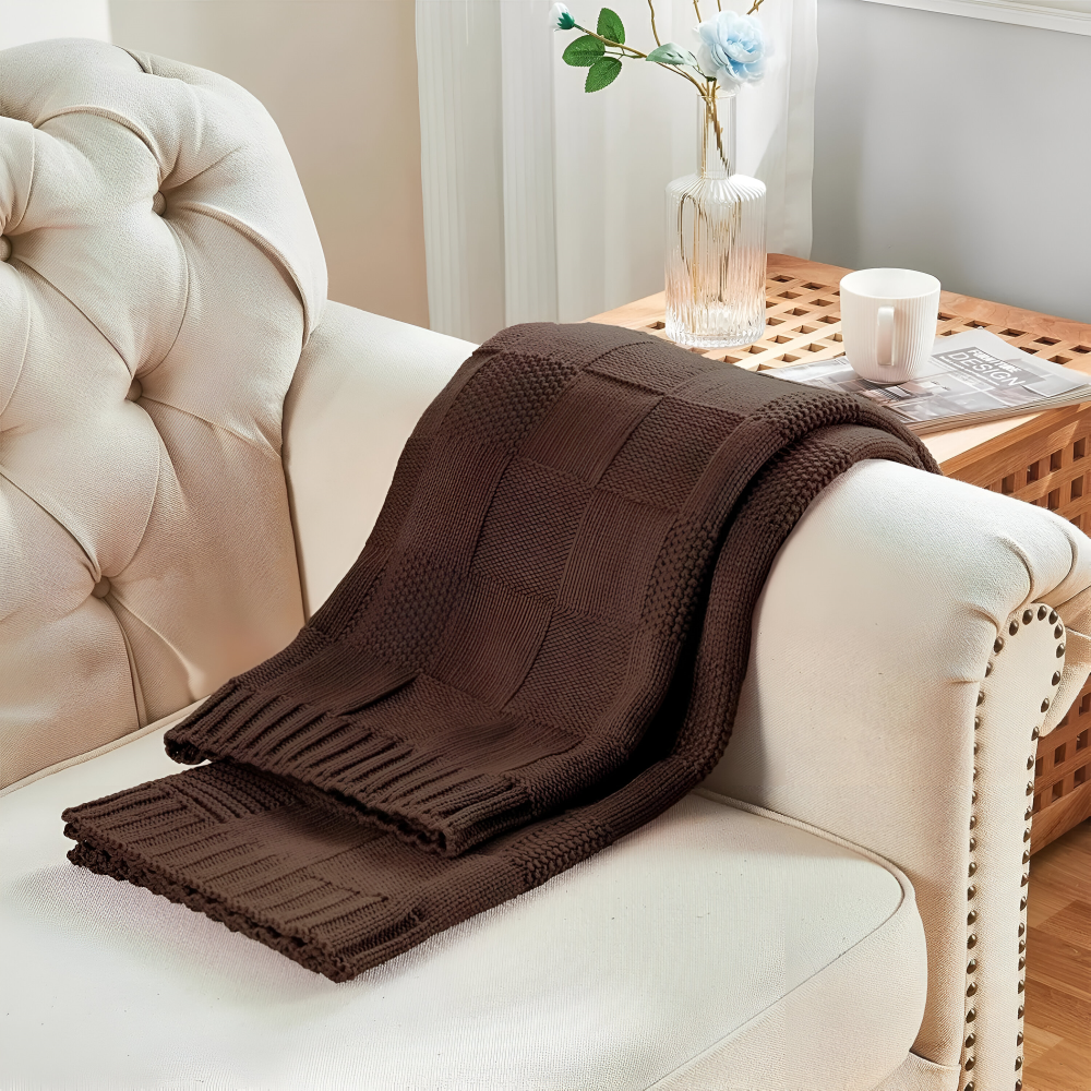 MonoWeave Pläd – Elegant Stickad Filt Hemnix