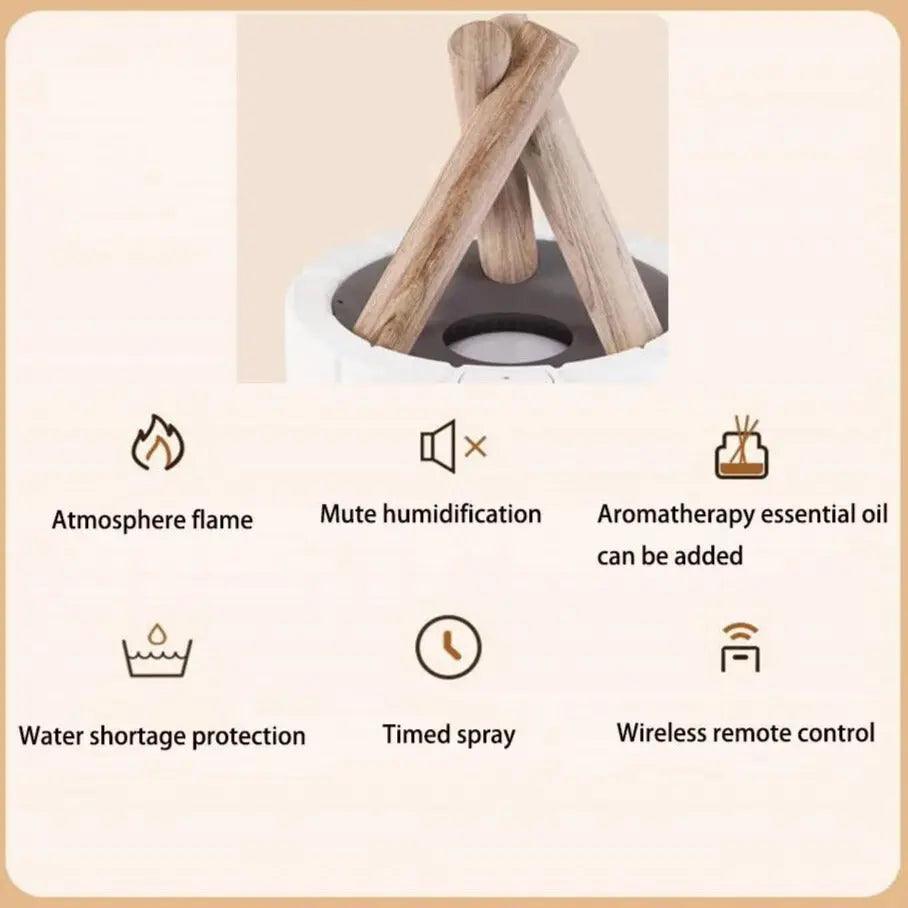Multifunktionell Flame Luftfuktare Bordsbelysning – 3-i-1 Aromadiffusor & Lugnande Ljus Carvallo