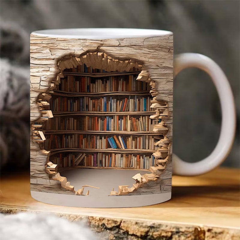 3D Bokälskare Mugg För Läsare Gåva Kaffekopp Dekor Carvallo