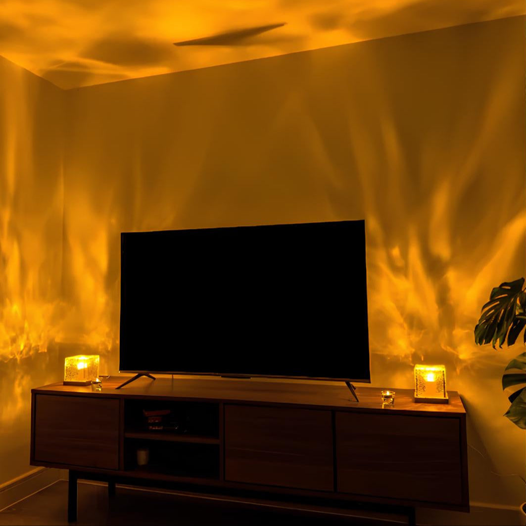 Aurora Borealis Kub Lampa med Prismaljusvisning för Heminredning Carvallo