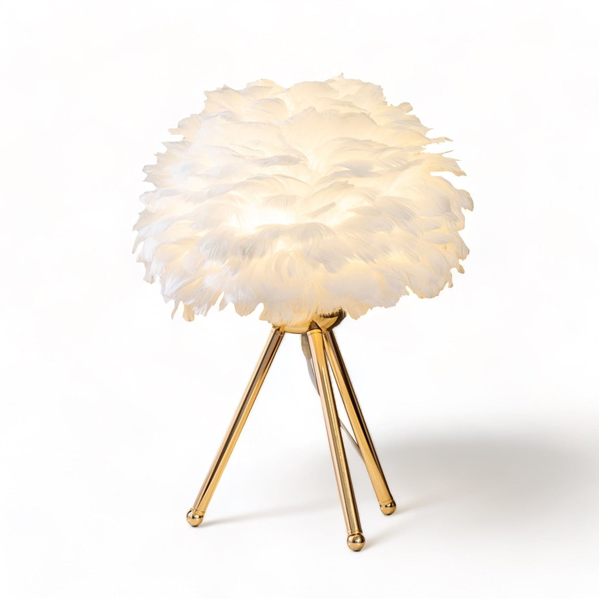 Elegant fjädrar bordslampa med mjukt gyllene ambient ljus Carvallo