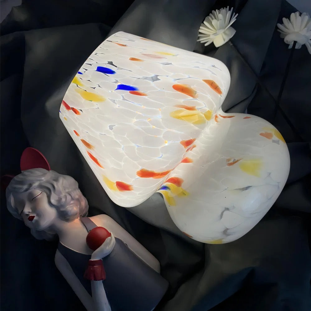 Glas Svamp Lampa Vintage LED Belysning för Sovrumsinredning Carvallo