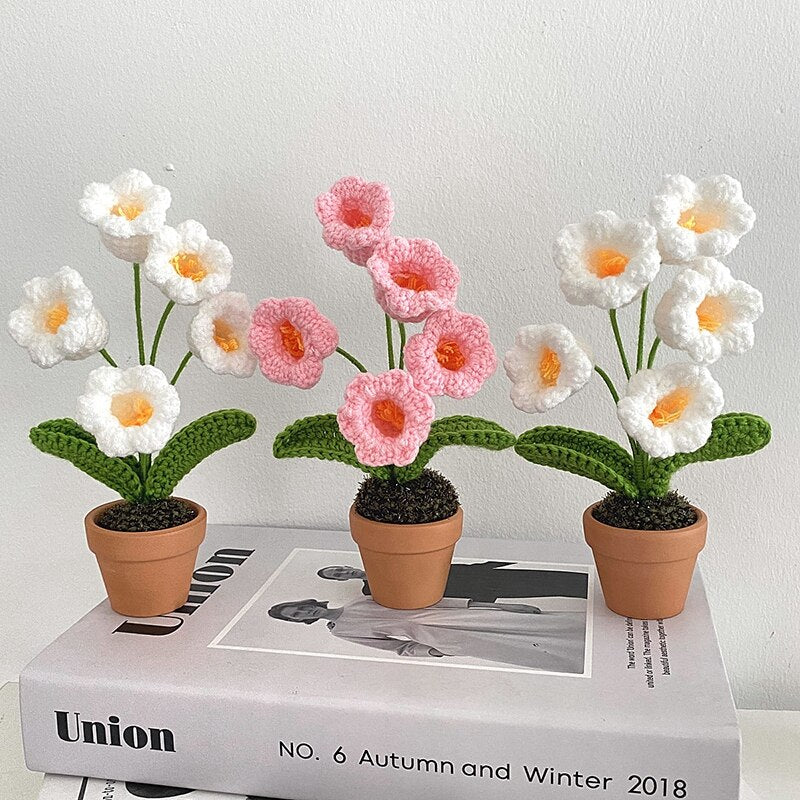 Crochet Blomkruka Dekoration Med Keramisk Bas Carvallo