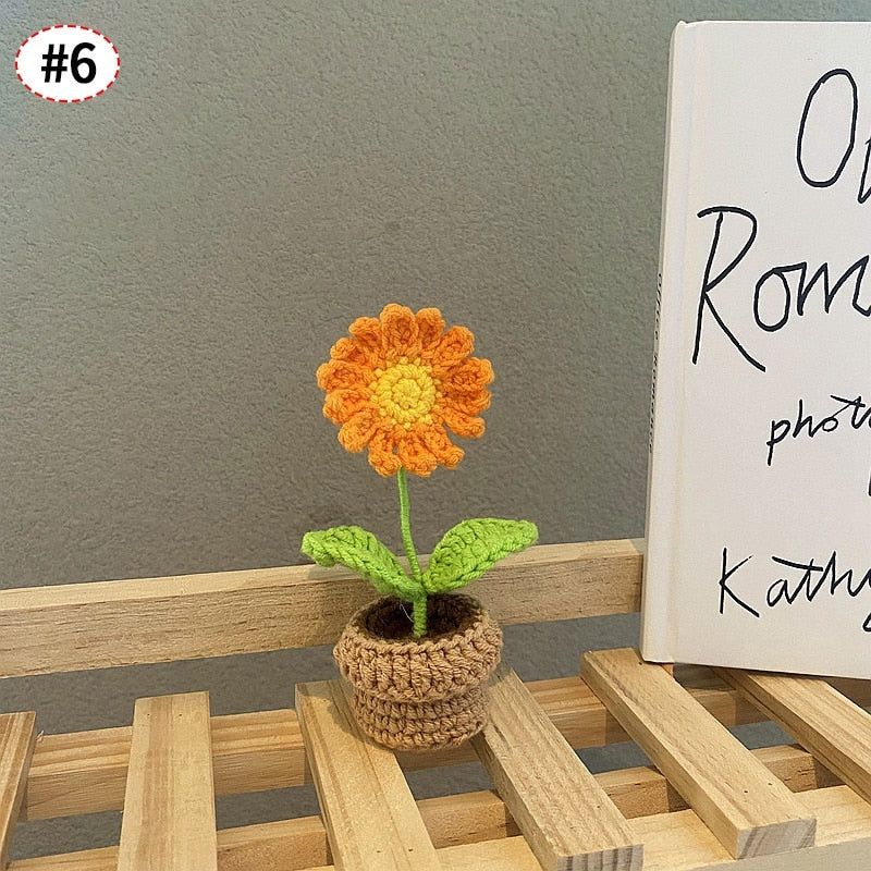 Crochet Blomkruka Dekoration Med Keramisk Bas Carvallo