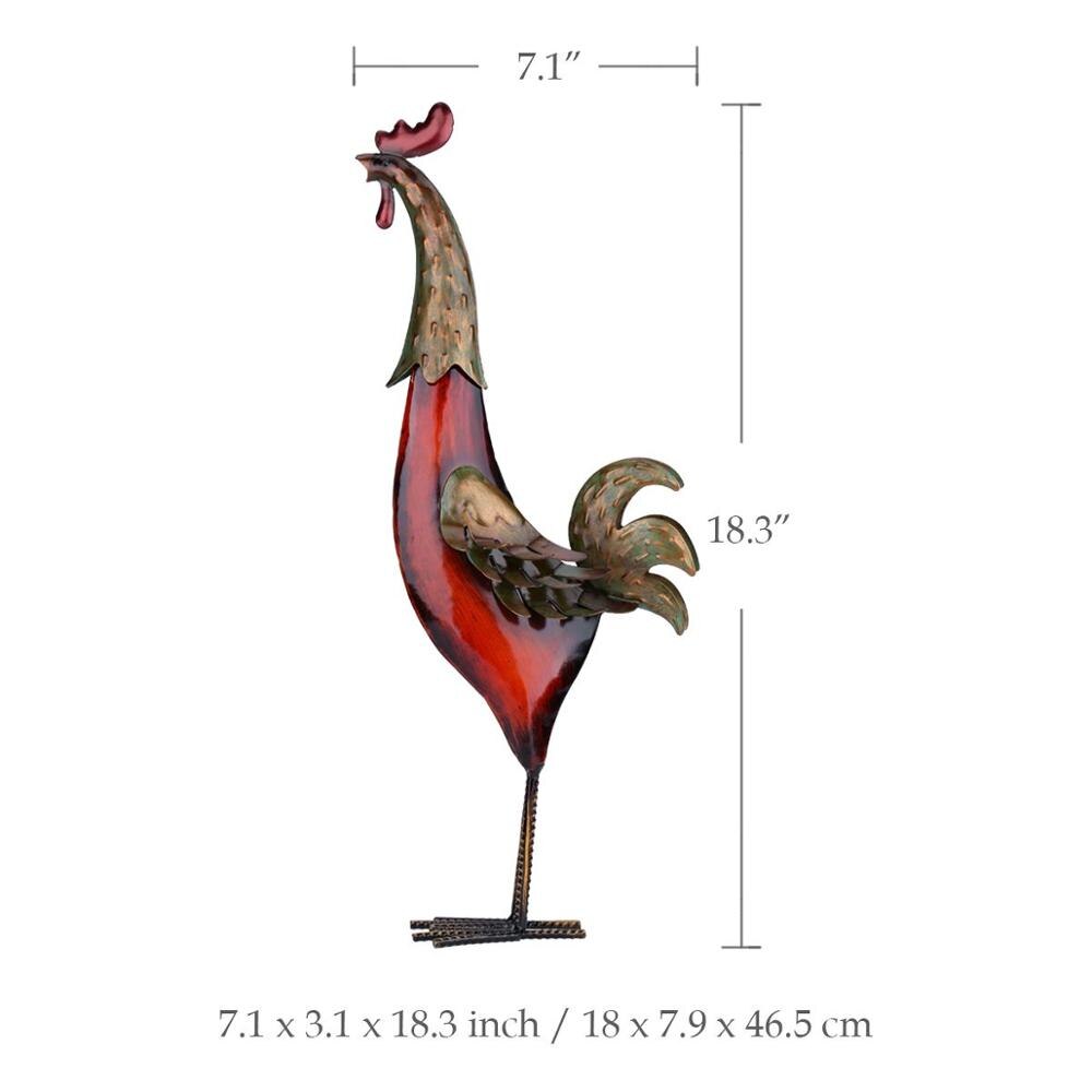 Iron Rooster Sculpture Miniature för Trädgårdsdekoration Carvallo