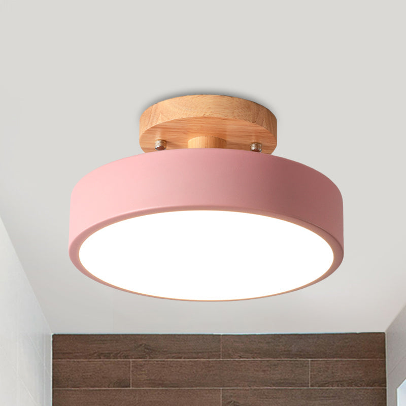 LED Semi Flush Mount Taklampa Med Träskärm Carvallo