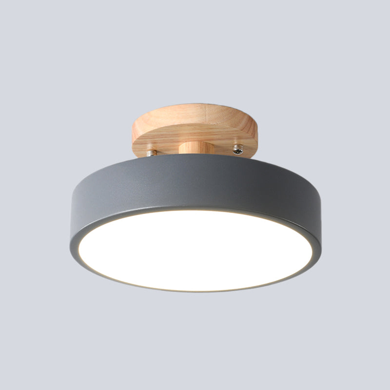 LED Semi Flush Mount Taklampa Med Träskärm Carvallo
