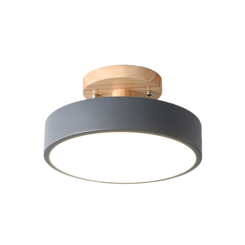 LED Semi Flush Mount Taklampa Med Träskärm Carvallo