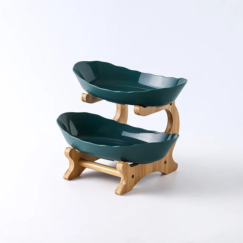 Skiktad Trä Fruktskål Oval Kök Serveringsfat Carvallo