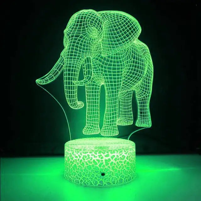 LumiElephant - 3D LED Nattlampa med Färgförändring och Optisk Illusion Carvallo