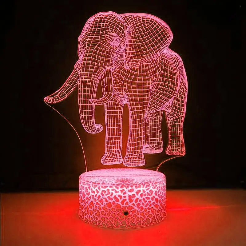 LumiElephant - 3D LED Nattlampa med Färgförändring och Optisk Illusion Carvallo