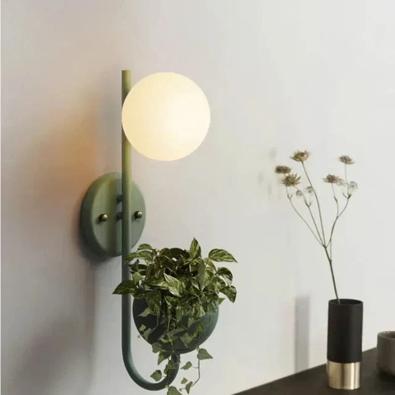 NordicGlow Växt - LED Vägglampa med Växtställ - Minimalistisk Lampa Carvallo