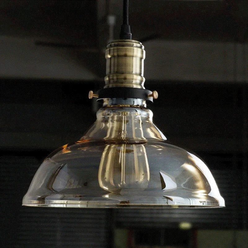 Pendulum lamp with glass shade and vintage style Carvallo