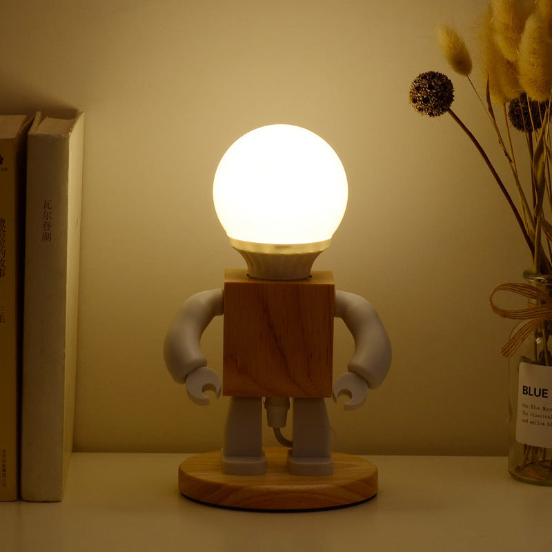 Nordisk Trä Robot Bordslampa | Leken Bambus Skrivbordslampa med LED | Brick by Brick Carvallo