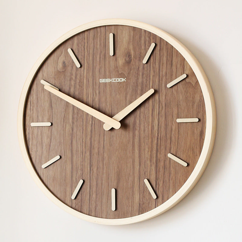 SilentTimber - Minimalist Wall Clock in Wood with Silent Environment Carvallo