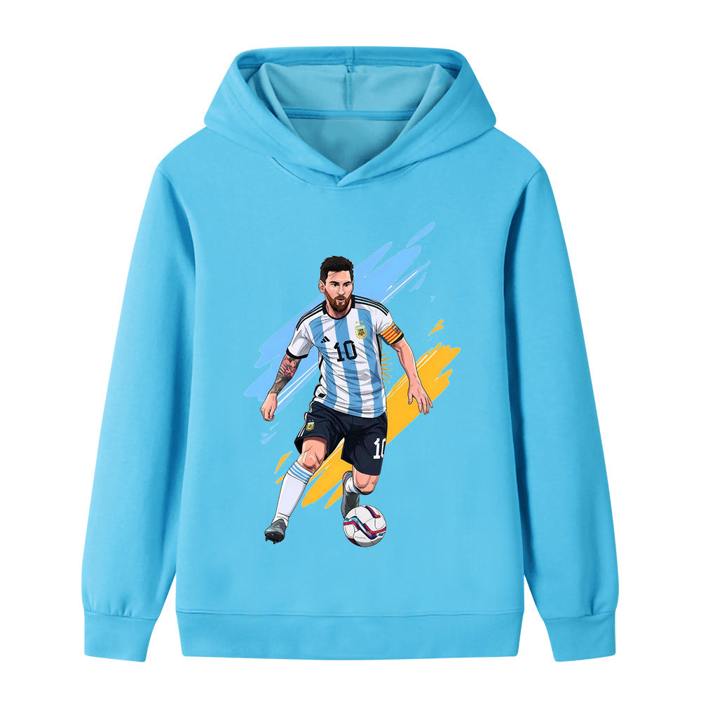 Lionel Messi Fotbolls Hoodie för Barn - Argetina Footballdinho